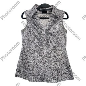 New York & Company Stretch Women’s Sleeveless Grey Geometric Blouse Size S